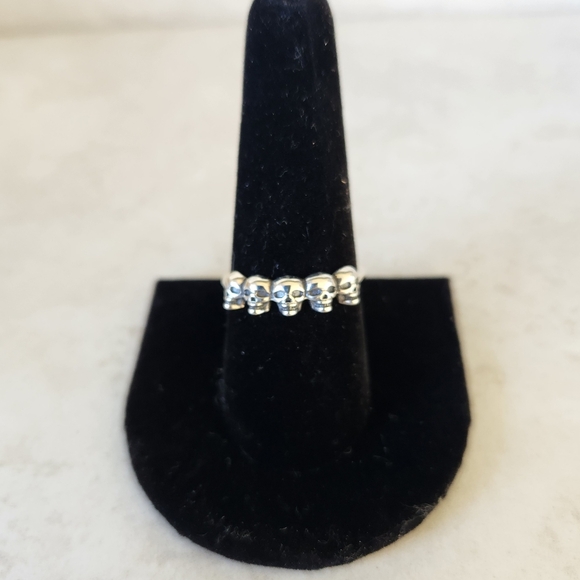 Sterling Silver 925 Gothic Skull Band Stackable Ring Size - Picture 10 of 10